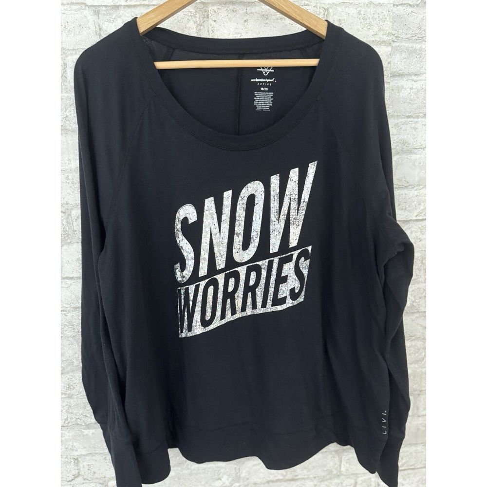 Livi Active Womens Black Long Sleeve Snow Worries Shirt‎ Size 18 20 - Picture 3 of 10